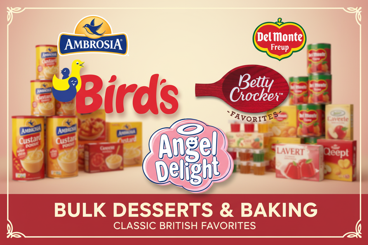 BULK AMBROSIA, BIRD'S, BETTY CROCKER, ANGEL DELIGHT & DEL MONTE ITEMS