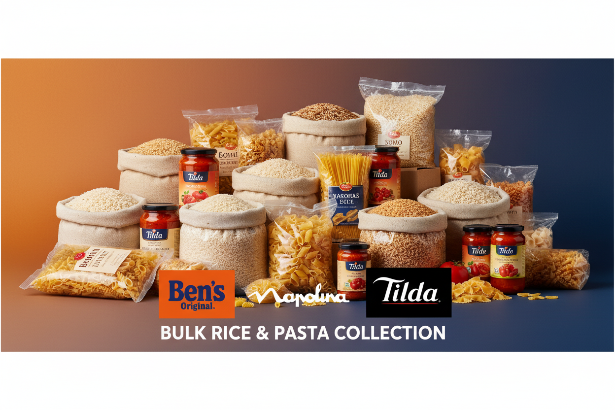 BULK UNCLE BEN'S, NAPOLINA & TILDA PLUS OTHER TINNED VEGETABLES