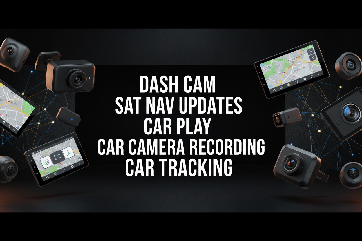 DASH CAM, SAT NAV UPDATES, CAR PLAY, CAR CAMERA RECORDING & CAR TRACKING ITEMS