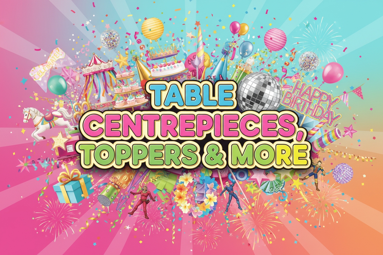 TABLE CENTRE PIECES, TOPPERS & ALL OTHER THEMED PARTY ITEMS