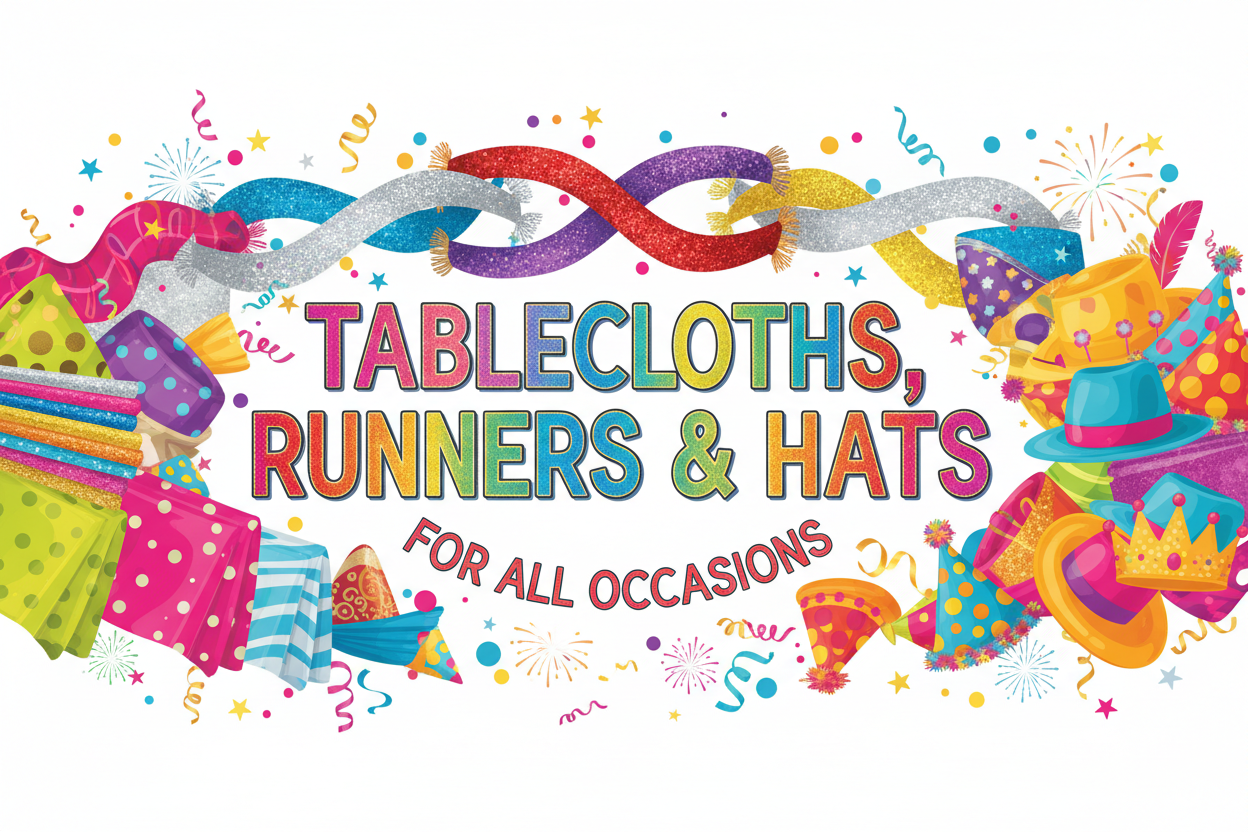 TABLECLOTHS, RUNNERS & HATS