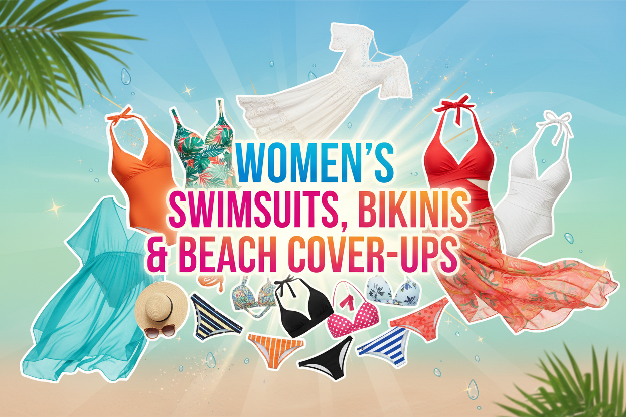 WOMEN'S SWIMSUITS, BIKINIS & BEACH COVER-UPS