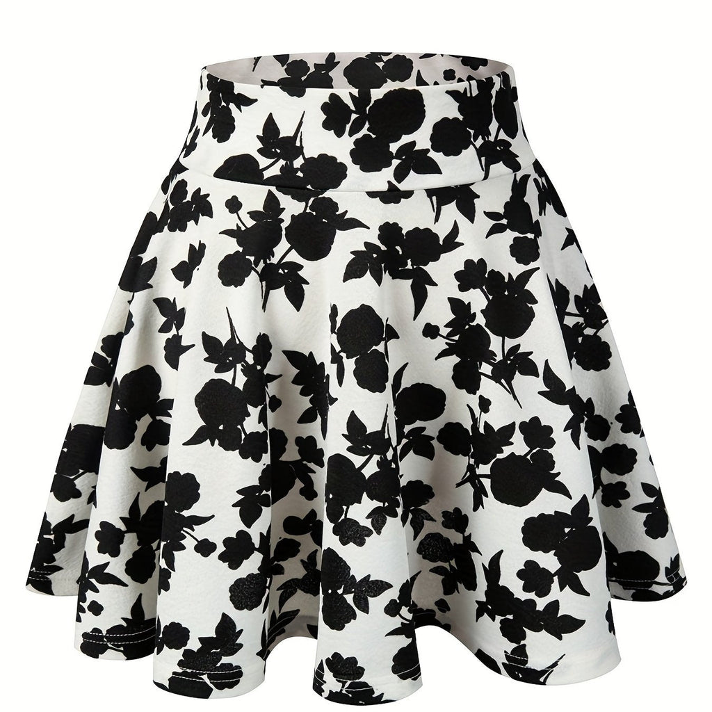 Kpop Polka Dot Print Skater Skirts, Casual Ruffle A Line Versatile Mini Skirts, Women's Clothing