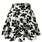 Kpop Polka Dot Print Skater Skirts, Casual Ruffle A Line Versatile Mini Skirts, Women's Clothing