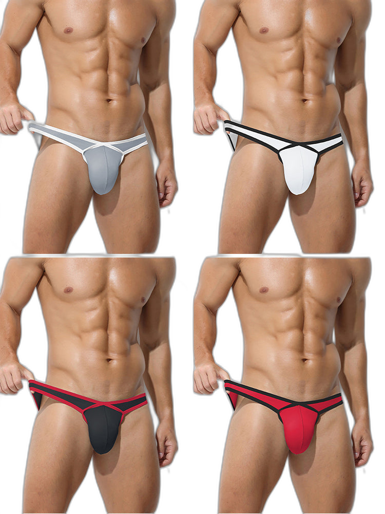 4 Pack Men's Low-Rise Sexy Narrow-Band Cooling U-Convex Breathable Comfortable Thong