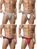 4 Pack Men's Low-Rise Sexy Narrow-Band Cooling U-Convex Breathable Comfortable Thong