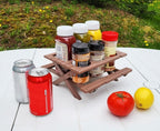 BBQ Picnic Table Sauce and Spice Rack | BBQ Gift | Garden Decor | BBQ Utilities | Outdoor Dining | Optional Dipping & Olive Pots | Gift For Dad