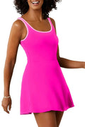 Swim Dress With Shorts | Pink One Piece Swimsuit Built In