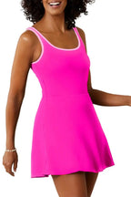 Swim Dress With Shorts | Pink One Piece Swimsuit Built In