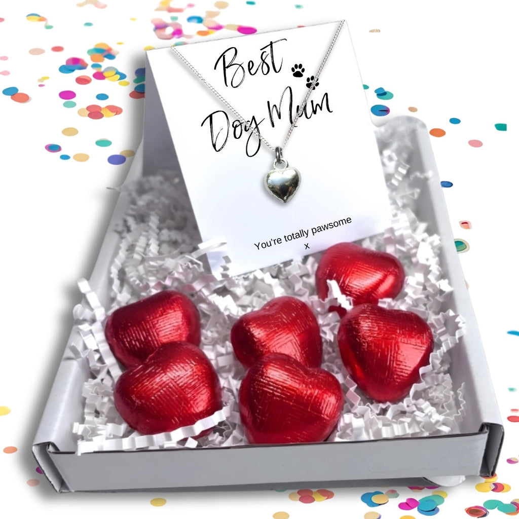 Best Dog Mum Mini Gift Hamper with Silver Heart Necklace