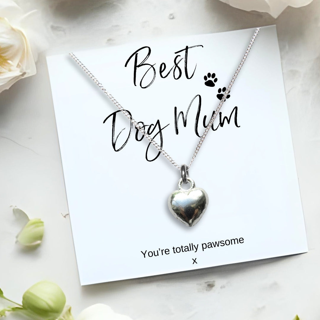 Best Dog Mum Mini Gift Hamper with Silver Heart Necklace