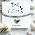 Best Cat Mum Mini Gift Hamper with Silver Heart Bracelet
