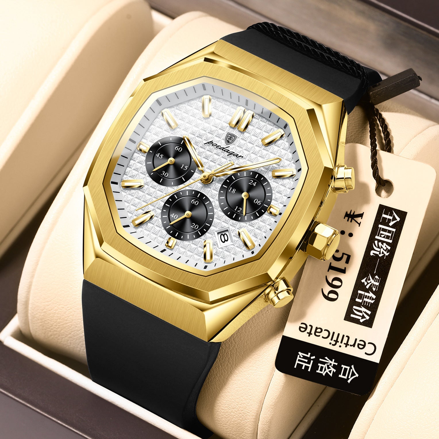 Multifunctional Six-pin Calendar Men's Watch Large Dial