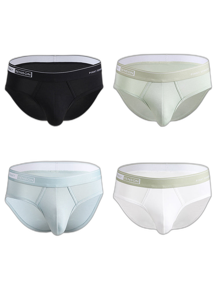 4 Pack Men's Modal Skin-Friendly Solid Color Mid-Rise Briefs