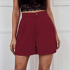 Women's Solid Color Wide-leg Comfortable Casual High-waisted Shorts