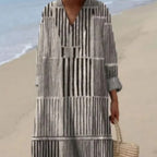 Women's Casual Floral Print Long-Sleeve Shirt Dress