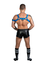 ruff GEAR Bold Leather Bulldog Harness Blue