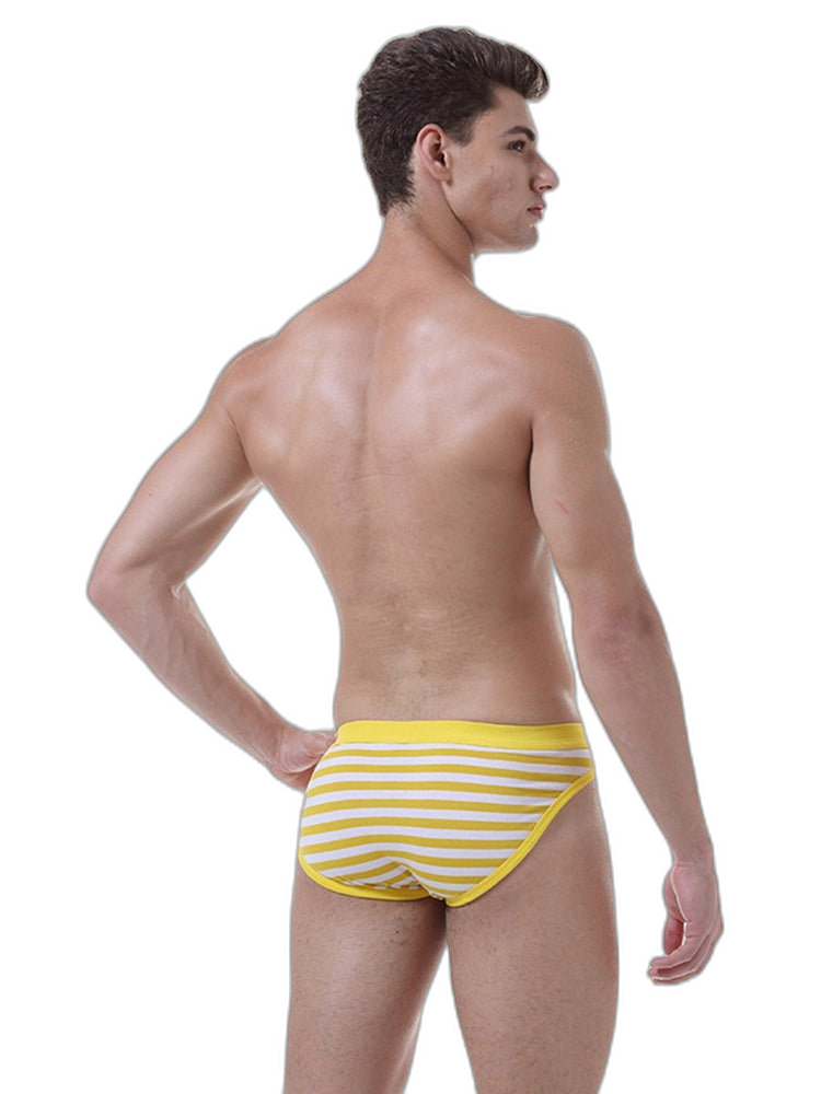 3 Pack Men's Mid-Rise Cotton Striped Briefs