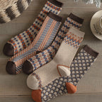 Double-Needle Dual-Channel Sweat-Absorbing Breathable Wireless Top Preppy-Style Mid-Calf Women's Socks
