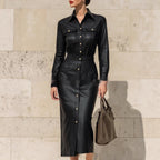Women's Stylish Elegant Waist-cinching Figure-hugging Single-breasted High-quality Long Dress