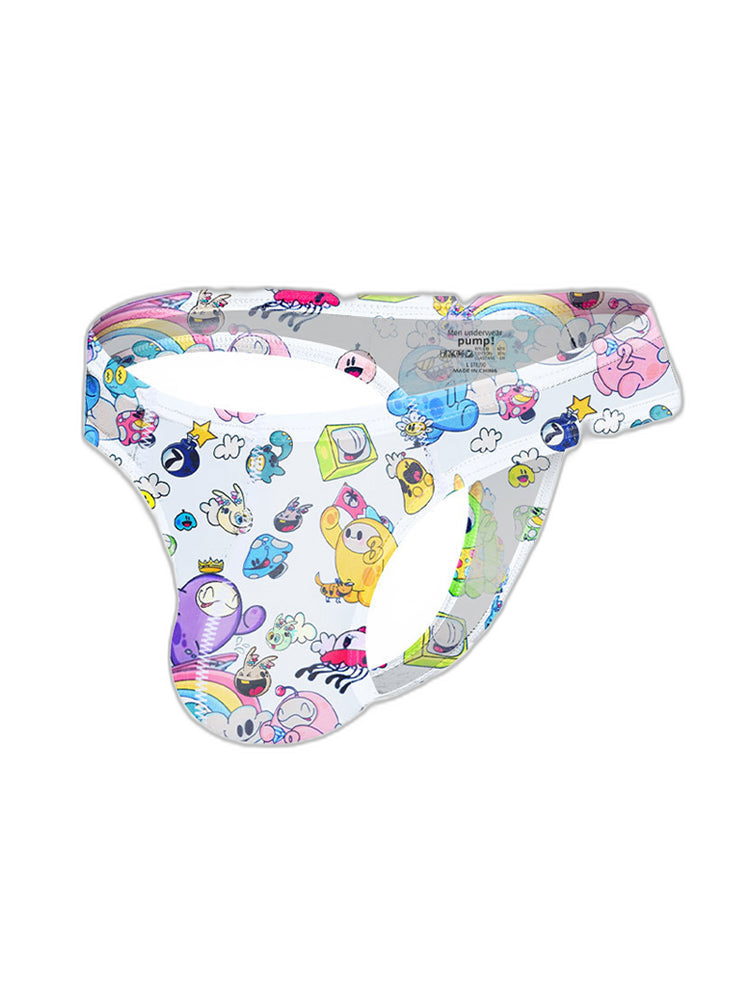 2 Pack Men's Low-Rise Sexy Print Thong