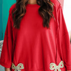 Women's Fashionable, Designer-Style Patchwork Hoodie With Bow-Knot And Crew Neck