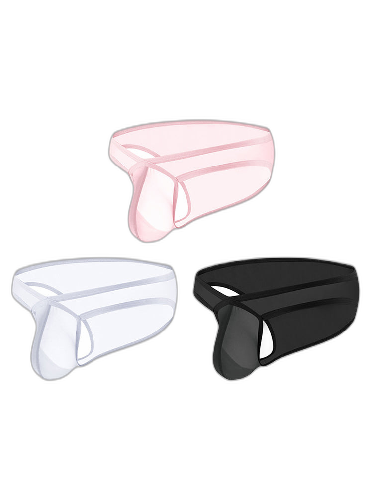 2 Pack Men's Sexy See-Through Triangle Y-Shaped Sleep Briefs