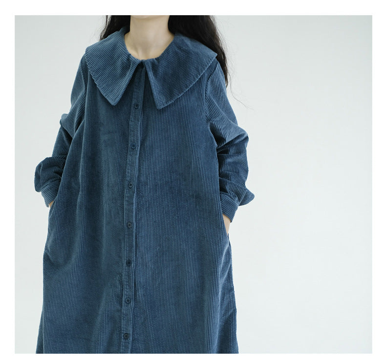 Women's Retro Navy-Style Collar Long-Sleeve Dress