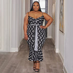 Fashionable Price-adjusted Lace-up Slim-fit Printed Dress