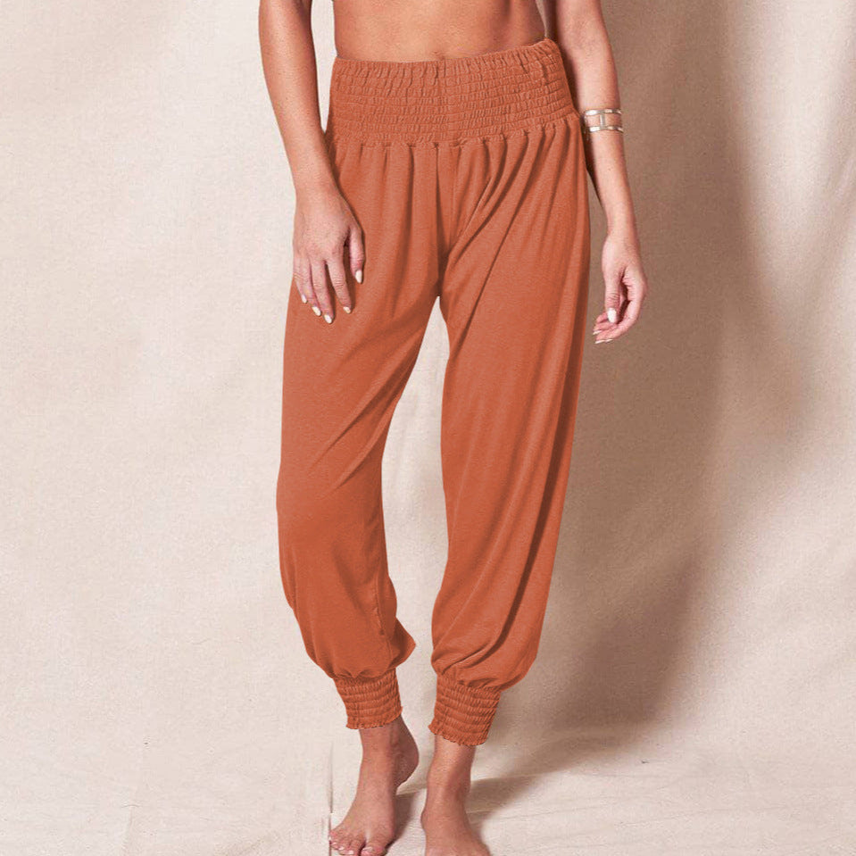 Casual Loose Trousers Solid Color Sports Yoga Ankle Banded Pants Women