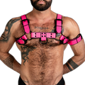 ruff GEAR Bold Leather Bulldog Harness Neon Pink
