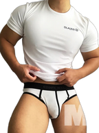 Men’s Spliced Lines U Convex Pouch Cotton Briefs