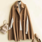 Hepburn Style Reversible Cashmere Coat Women's Mid-length British Classic Style Cape Woolen Coat