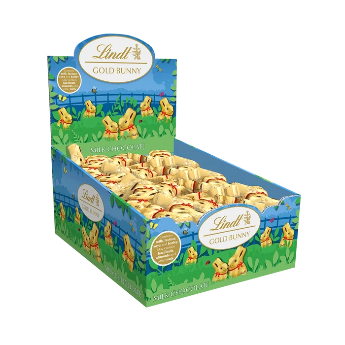 100 x Lindt Gold Bunny Milk Chocolate Counter Display - 10GM