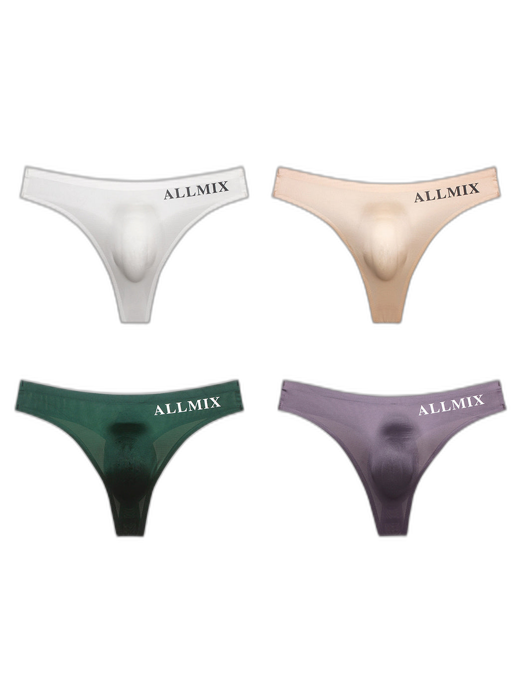 4 Pack ALLMIX Men's Sexy Seamless T-back Thongs