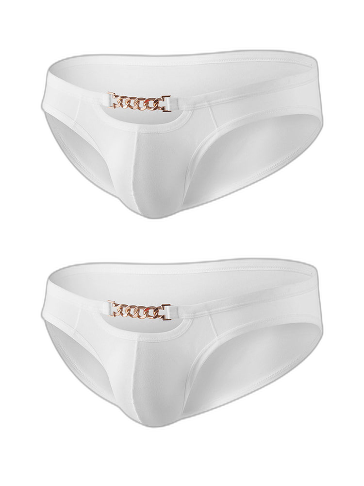 2 Pack Men's U-Pouch Design Metal-Clasp Thin Briefs