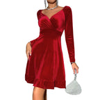 Red Dress Versatile Elegant Vneck Mini Skirt