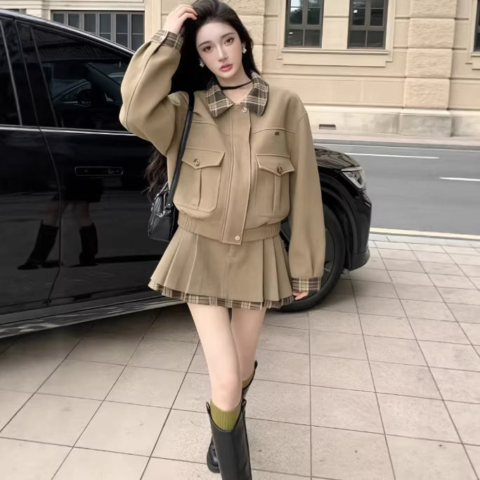 Women's Winter Preppy-Style Woolen Skirt