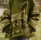 Winter New Women's Loose Retro Printed Woolen Coat