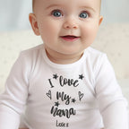 Personalised Black & White I Love My Mummy Babygrow | Any Name Vest or Bib UK