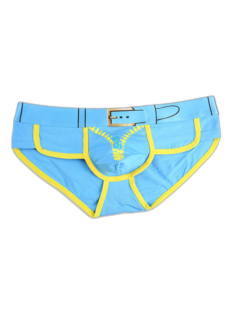 Zipper Belt Printed Cotton Pouch Briefs