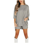 Summer Shorts Suit Fashion Loose Short-sleeved T-shirt And Slim Tight Pants Women's Clothing
