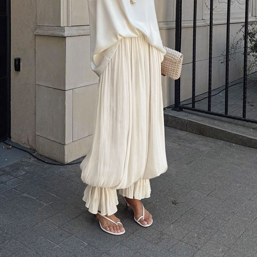 French-style Bubble-cuffed Elegant Casual Trousers