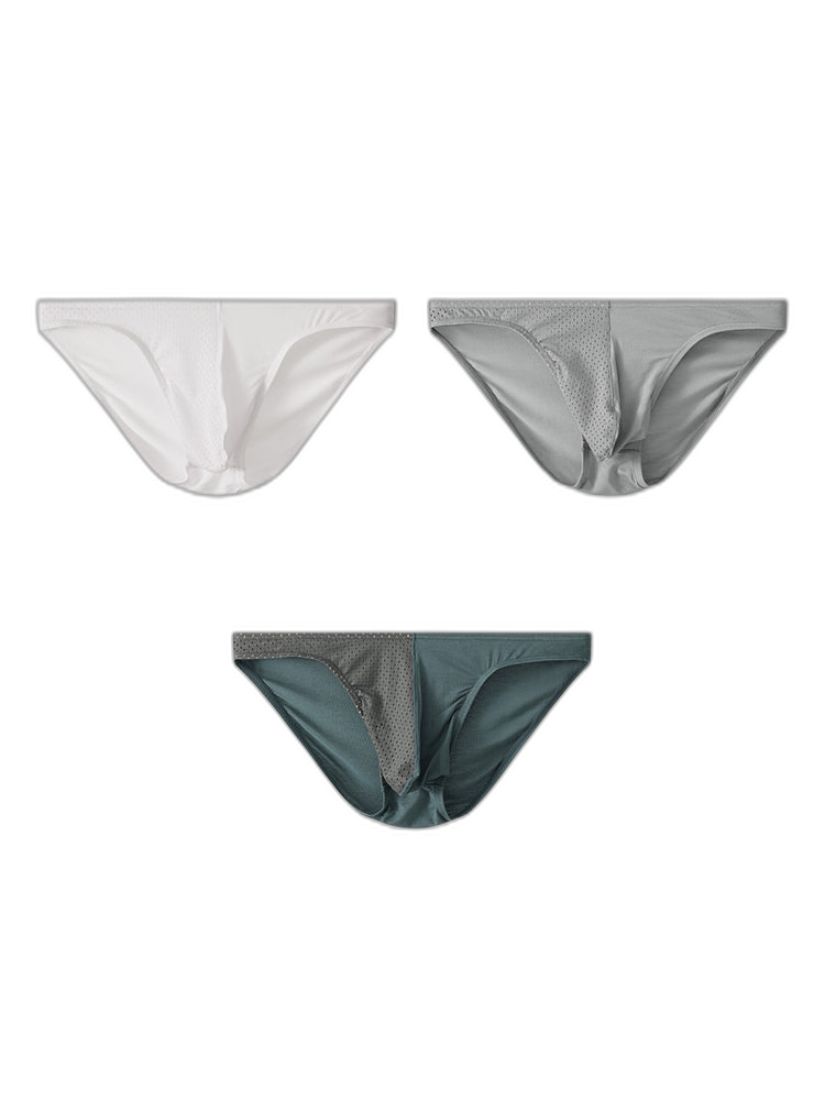 3 Pack Men's Mesh Sexy Low Waist Big Pouch Briefs