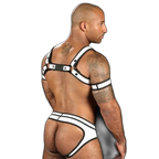 Mr S Leather Neoprene Bulldog Harness | White