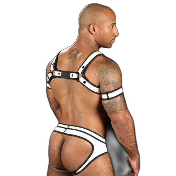 Mr S Leather Neoprene Bulldog Harness | White