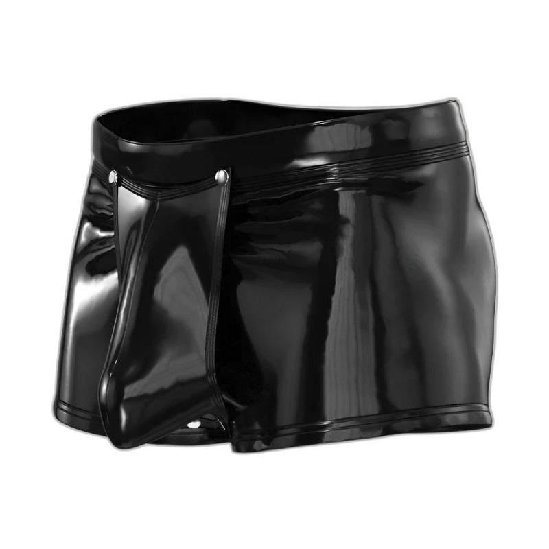 Open-Front Leather Boxer Briefs