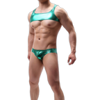 Shiny Harness-Crop Top + Briefs (2 Piece Outfit)