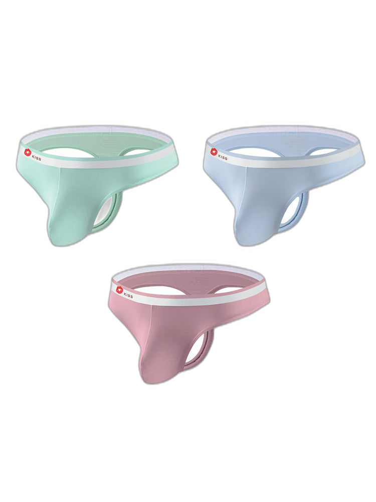 3 Pack Men's Ice Silk Sexy U-Shaped Pouch Kiss Thong