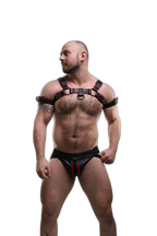ruff GEAR Double Tone Leather Bulldog Harness Red Black